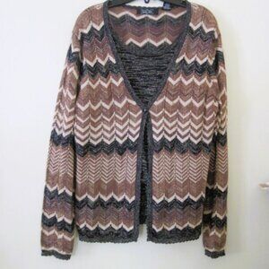 Crystal-Kobe-Womens-Size L-Metallic Brown Designs-1 Button-Long Sleeve Shirt-NEW